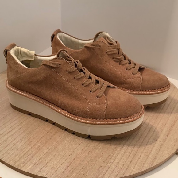 Dolce Vita Shoes - Dolce Vita Women’s Suede Platform Sneakers Tan Brown Size 8 Casual Lace-Up Shoes